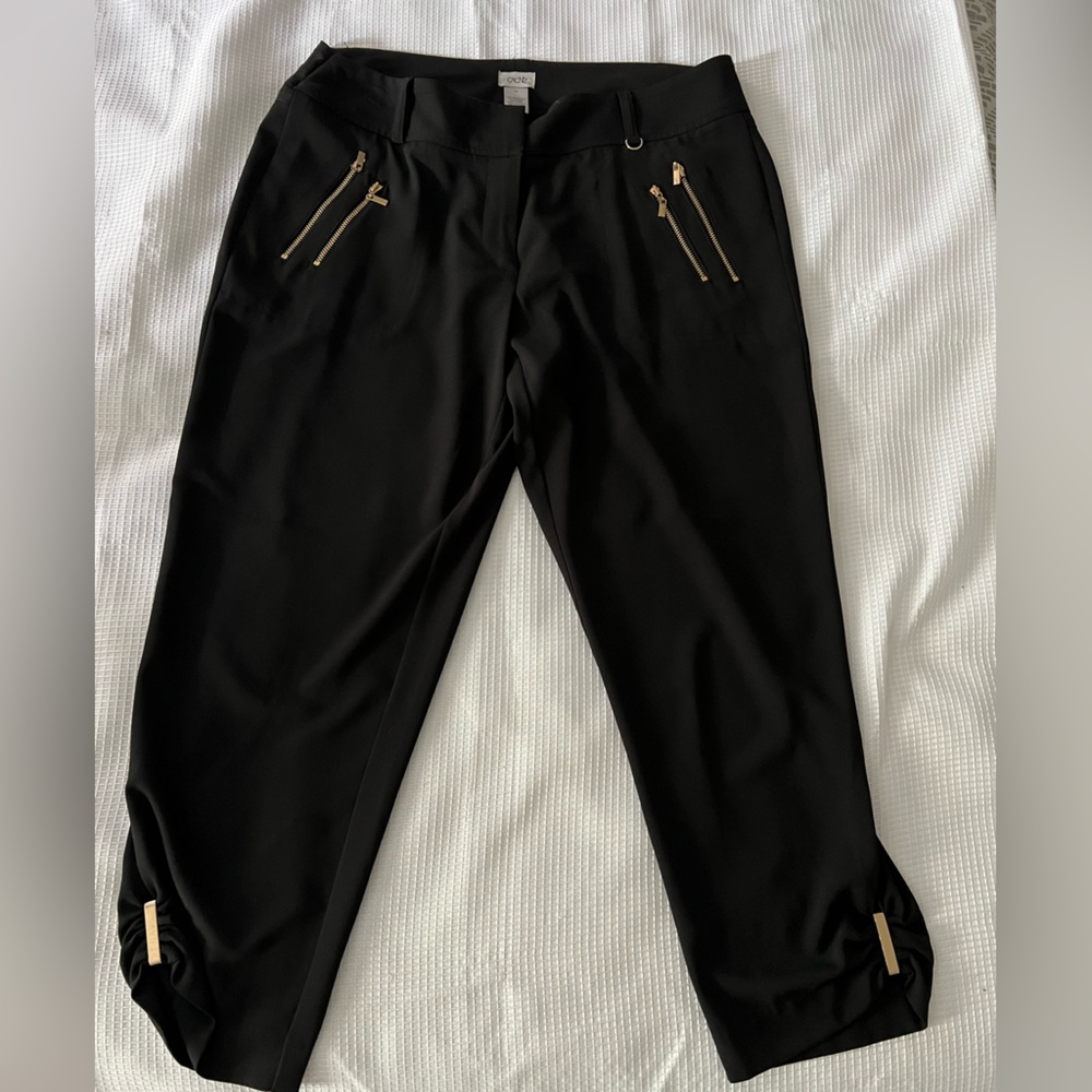 Cache Elegant Black Women's Pants with Gold Accents size 10